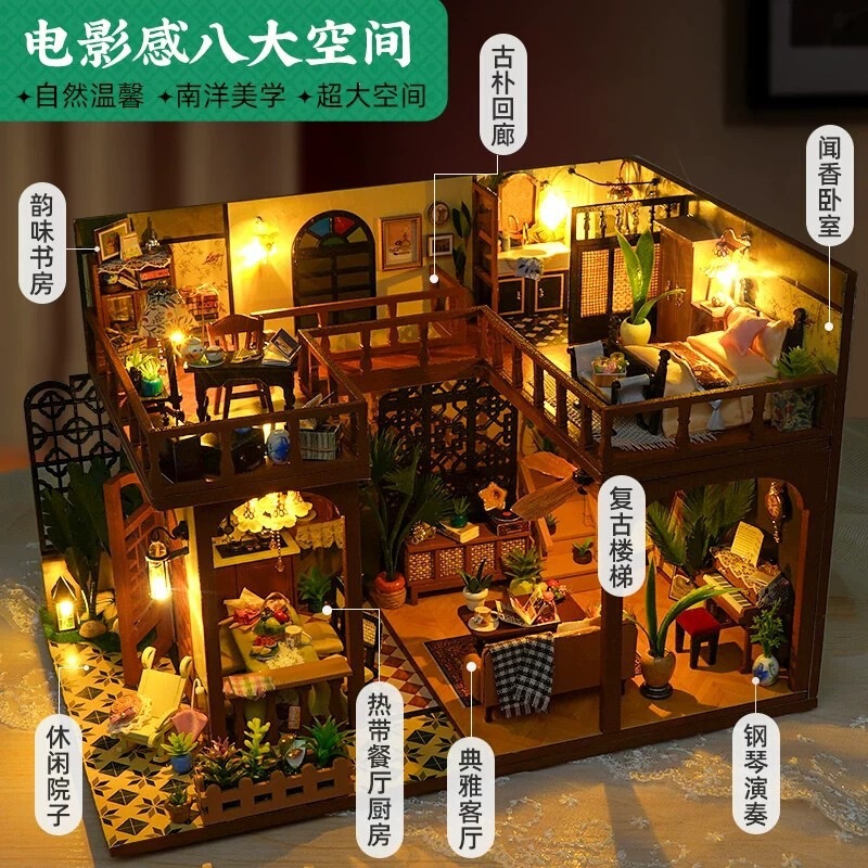 DIY handmade loft house, ancient-style architecture, artistic small house, assembly model toy, birthday gift for girls DIY handmade loft house, ancient-style architecture, artistic small house, assembly model toy, birthday gift for girls