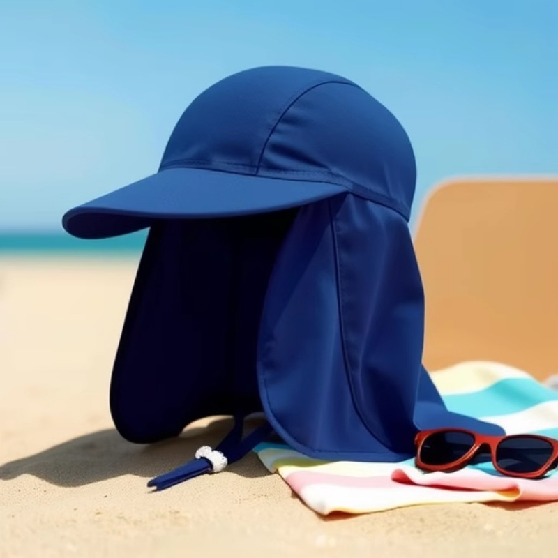 Children's Beach Sun Protection Hat, Neck Protection Hat, Beach Play Anti-Uv Devil Hat, Sun Hat, Cloak, Swimming Cap 10