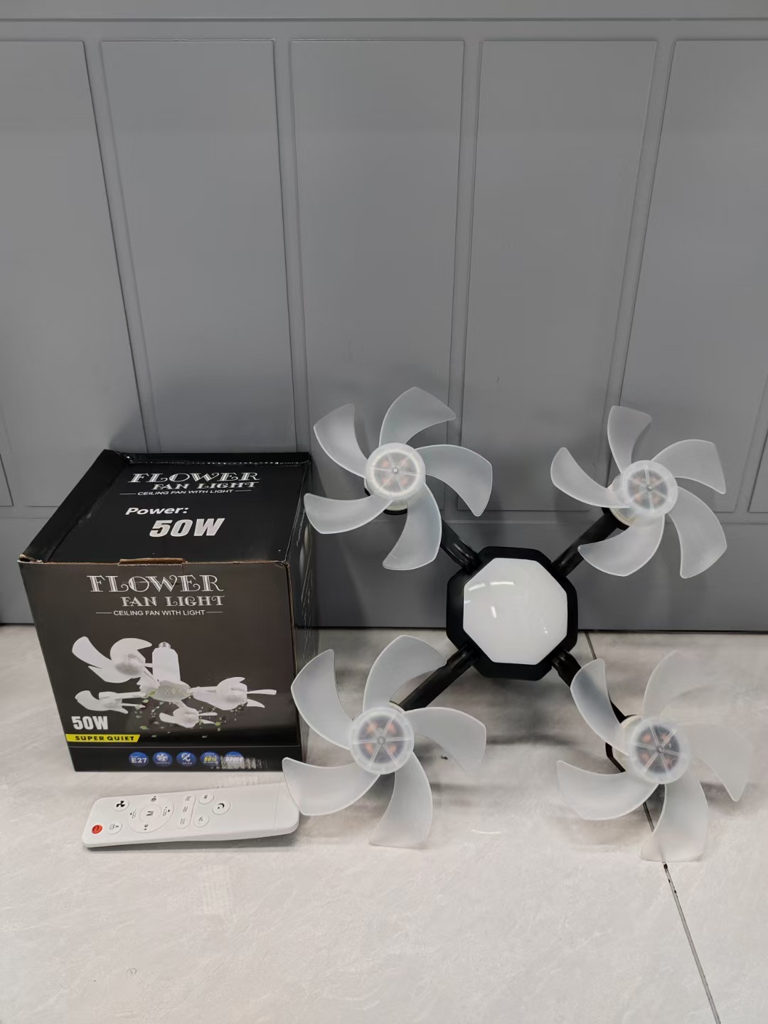 Ventilador Hexagonal para Drones con Luz - Cuatro Cabezales Negro