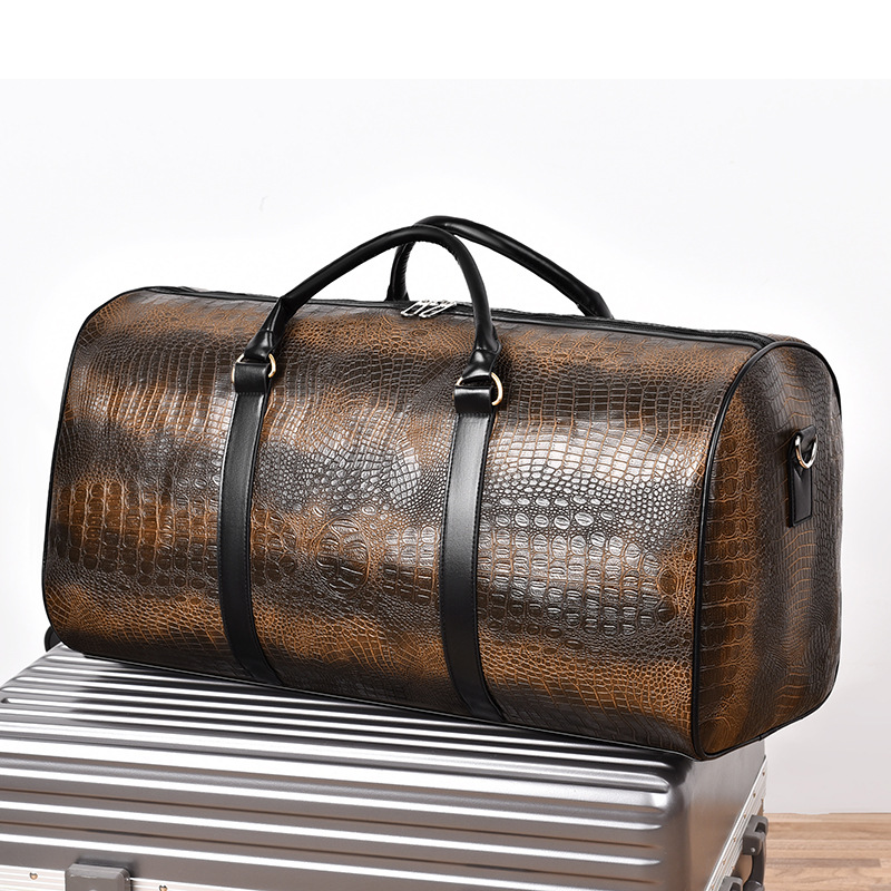 Bolso de viaje con patrón de cocodrilo de estilo europeo y americano de comercio exterior, bolso de hombro portátil de personalidad de moda, bolso de fitness para deportes al aire libre de corta distancia