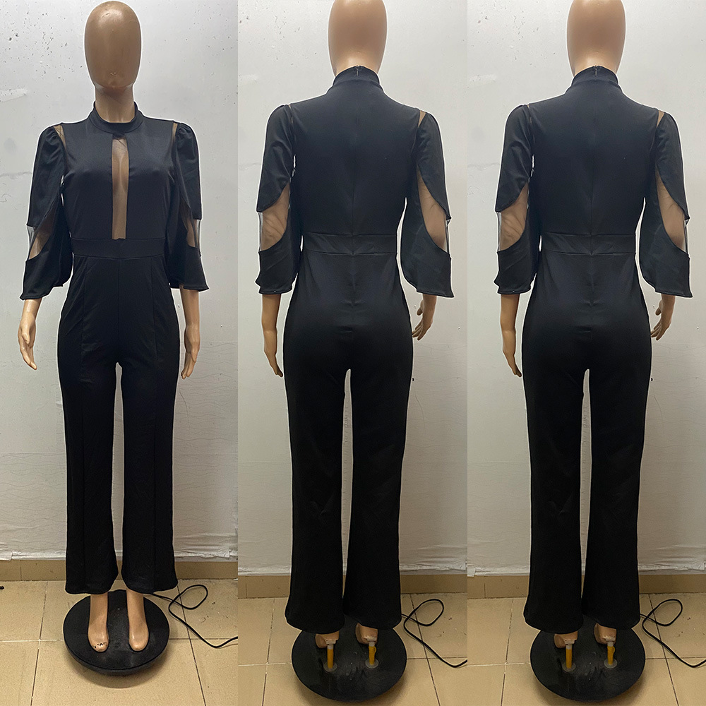 Chic Women's One Shoulder Ruffle Jumpsuit High Waist Loose Fit Fashionable Romper_ecoleips.com