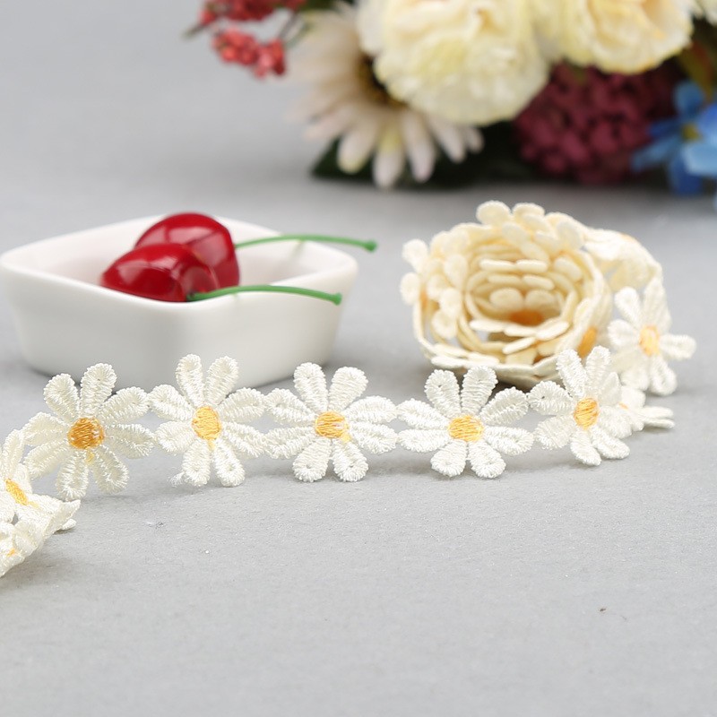 pétalos de color accesorios de encaje de encaje soluble en agua borde de encaje accesorios de decoración de sombreros decorativos hechos a mano flores multicolores