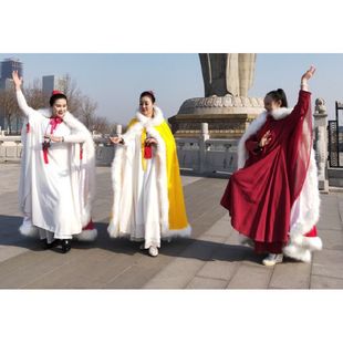 Fashion and Atmospheric Christmas Season Cloak Retro Warm Hanfu Cloak Wedding Dress Jacket with Hat Photo Mid-length Shawl