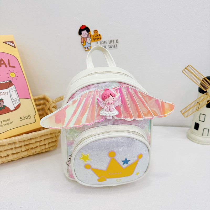 Mochila suave, lindas alas pequeñas, mochila para niños y niñas, mochila para niños de jardín de infantes, mochila para bebés, mochila para niños con sequillas de corona de dibujos animados