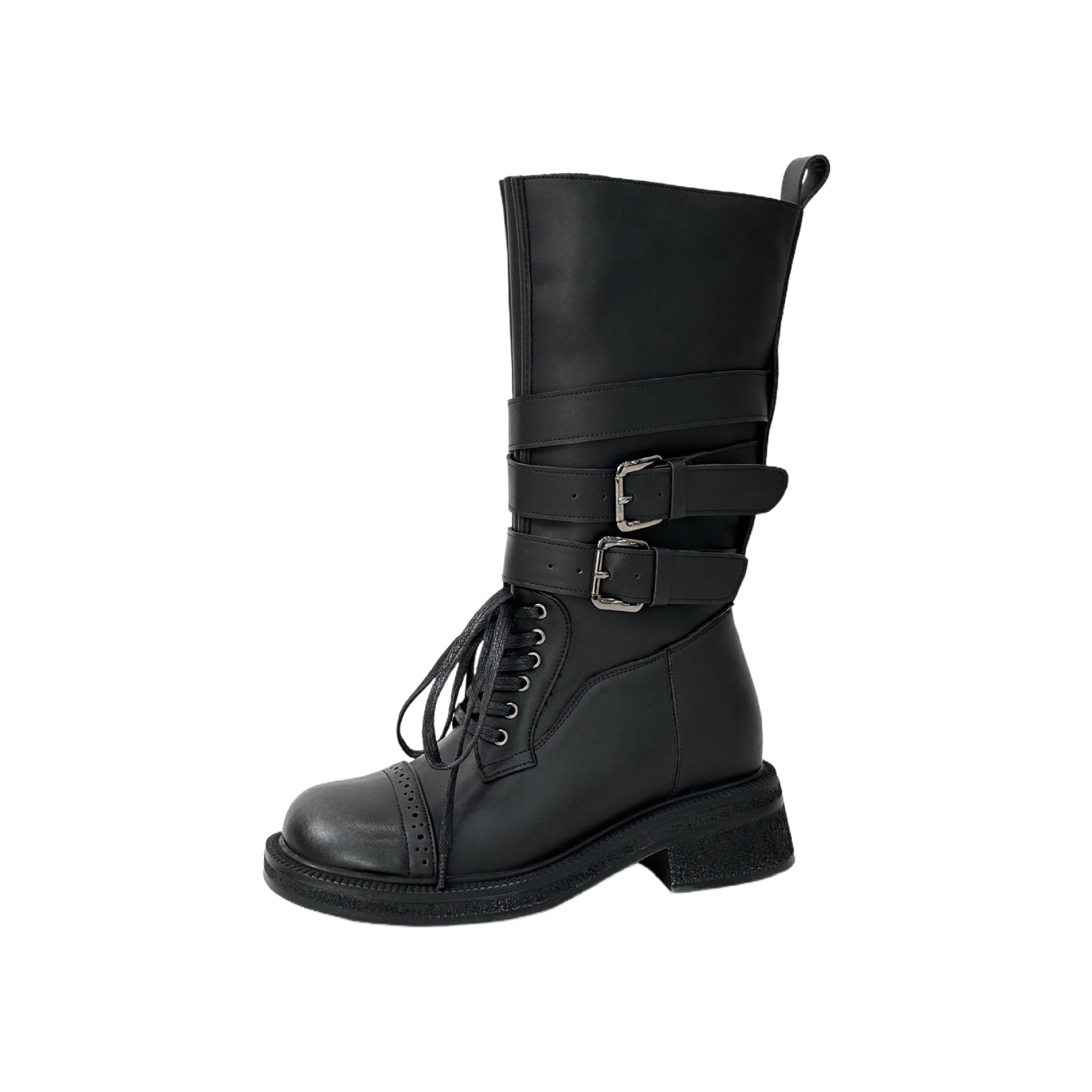 Botas Martin de Caña Media y Tacón Grueso para Mujer de 8 cm en Superfibra con Hebilla para Otoño e Invierno image 5