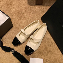 葡萄妈秋季新款 经典拼色小香风蝴蝶结通勤百搭方头玛丽珍单鞋