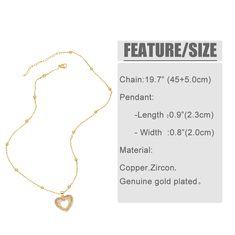 simple zircon necklace heart-shaped hollow cross butterfly pendant clavicle chain