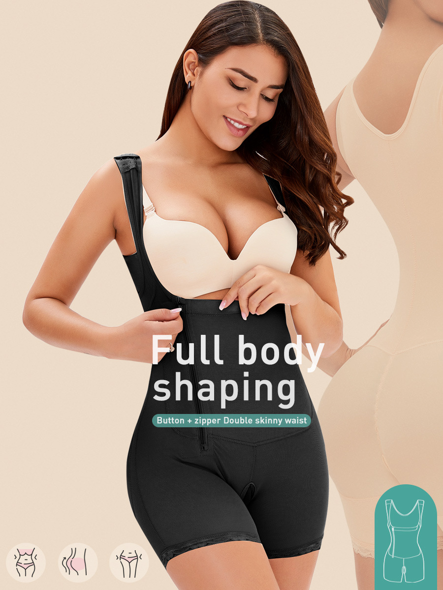 TOPMELON Plus Size Side Zipper Breasted One-piece Belly Controlling Butt Lifting Body Shaping Garment for Fat Women D022B