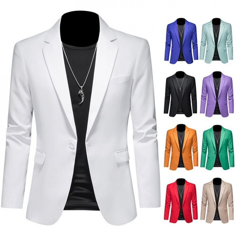 Foreign Trade Spring and Autumn Suit Large Size Solid Color Single Button Men's Formal Korean Style Slim Streetwear Handsome Single Piece Blazer Jacket