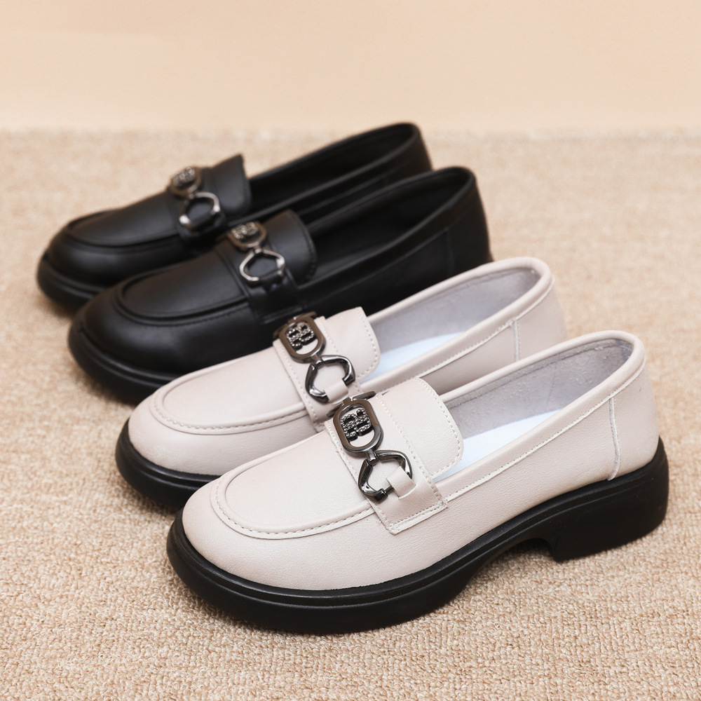 Zapatos de cuero de suela gruesa de moda estilo británico JK zapatos de mujer primavera y verano superficial zapatos de moda casual zapatos de pie único zapatos de mujer