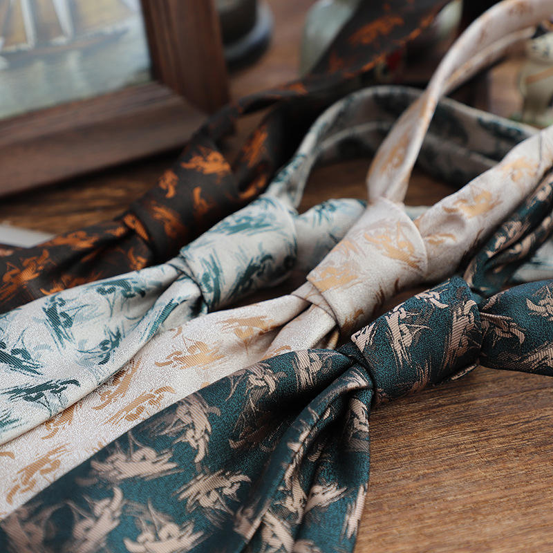 Factory in stock wholesale runway new vintage jacquard French dark green rice brown style gentleman tie male professional