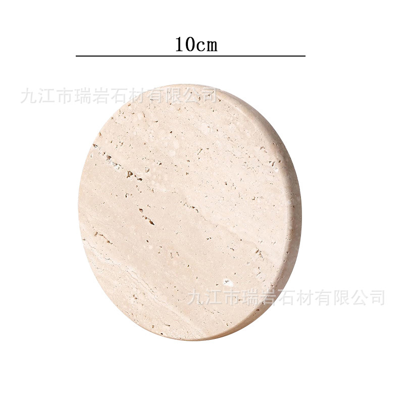 Posavasos de mármol de travertino natural de Amazon transfronterizo al por mayor, posavasos de café de whisky, accesorios de tiro absorbentes