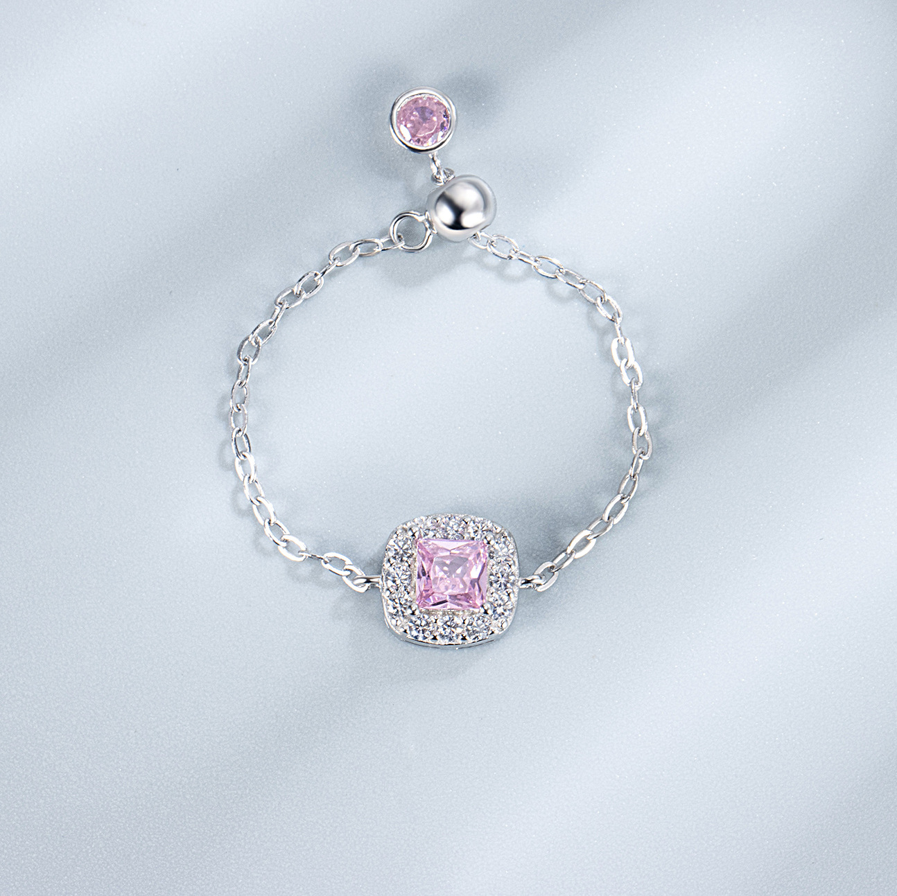 Sterling Silver 925 Silver Jewelry Set Pink Star Jewelry Necklace Ear Stud Ring display picture 12