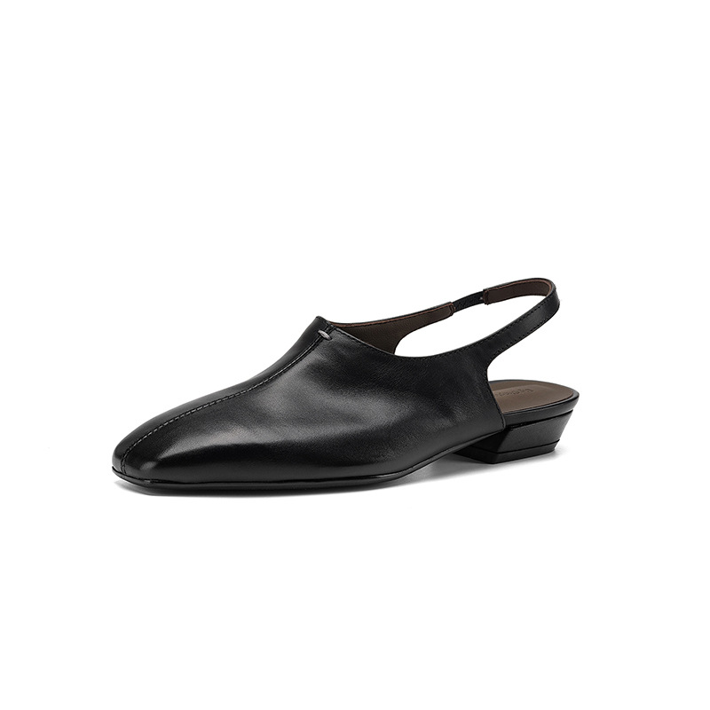 Sandal nữ mũi nhọn quai ngang gót thấp phong cách Hàn Quốc — màu nâu chi tiết 23