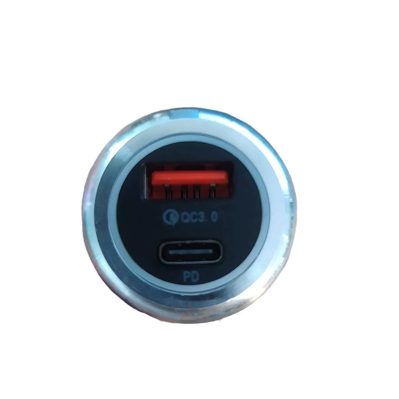 USB-зарядное устройство вставка QC3.0+PD 18W, алюминиевый сплав, двойной порт быстрой зарядки, 12–24V