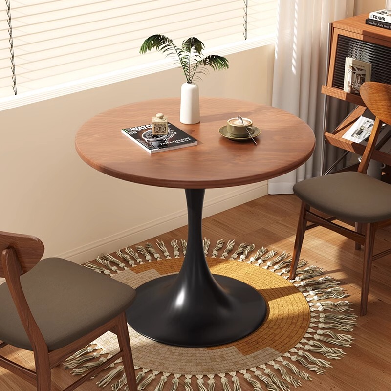 Tulip Round Table Small Apartment Home Balcony Solid Wood Round Dining Table Reception Negotiation Table Coffee Small Round Table