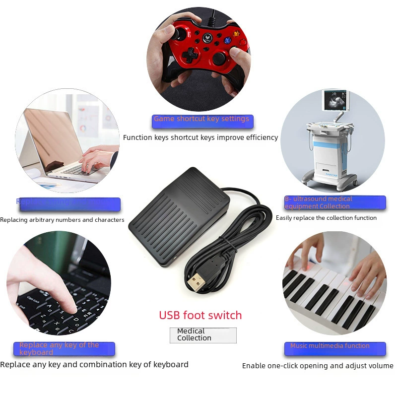 Condensing TFS-1 custom button 2Mm meter 5V black ABS plastic USB foot switch USB foot pedal