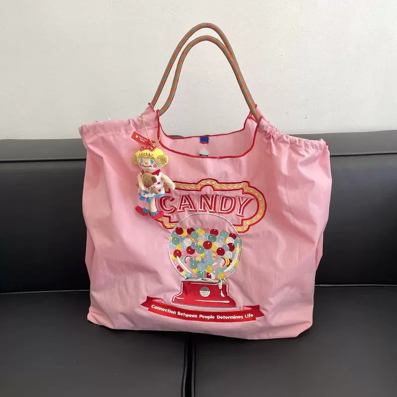 设计感帆布包日本刺绣ballchain包环保袋百搭购物袋女士单肩包女