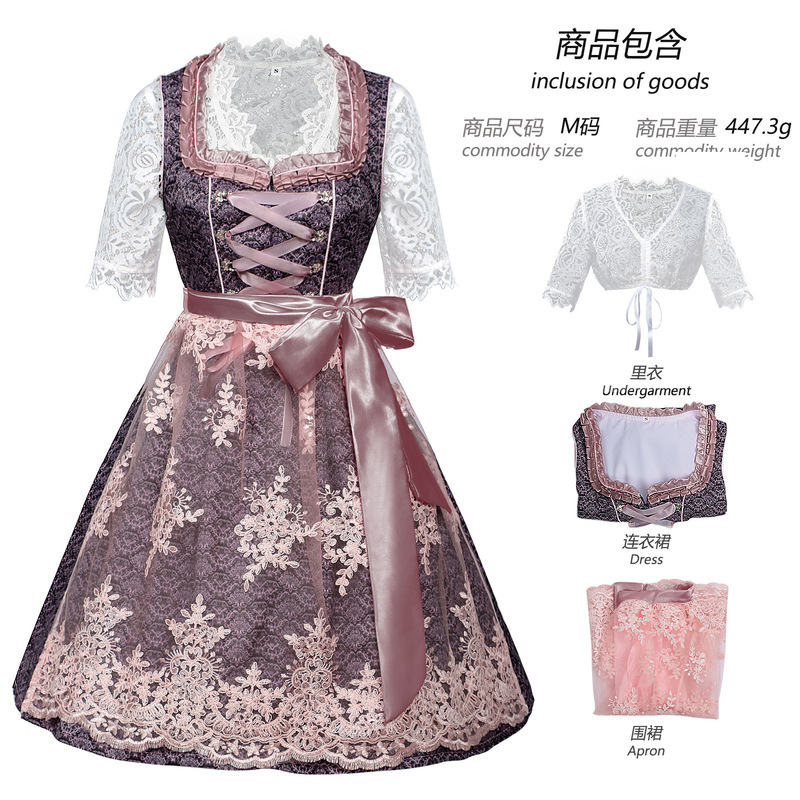 2025外国貿易ドイツミュンヘンビール祭り服装バイエルンプリントのストラップワンピースのメイドセット|undefined