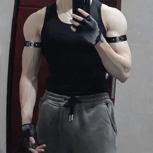 男生皮革臂环体育生1S0M衬衫袖箍型男袖环臂带项圈项链颈环上臂环