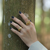 Retro fashionable ring, zirconium, Korean style, silver 925 sample, micro incrustation, on index finger