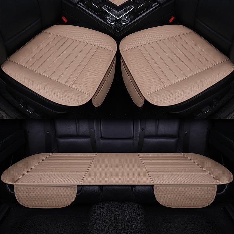 Universal – PU Leather Seat Seat cushion, seat cover - three-piece-set-without-bamboo-charcoal-beige