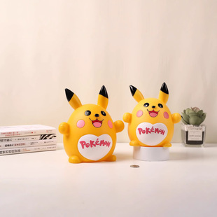 Pikachu piggy bank 2024 new vinyl desktop home decoration children's birthday gift drop-proof piggy bank
