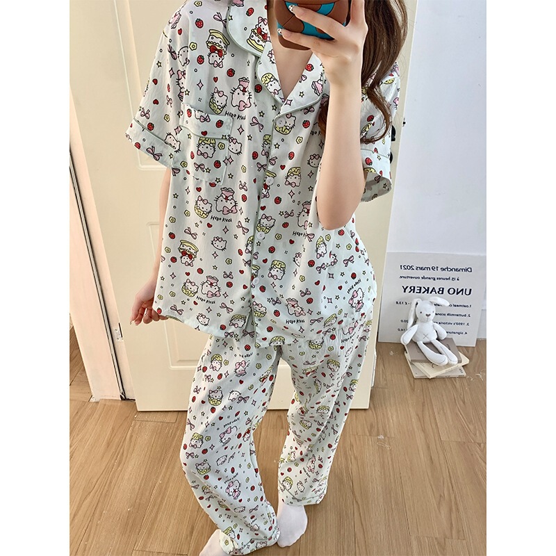 New Foreign Order Large Size Cloud Cotton Summer Short-Sleeve Long Pants Pajamas for Women, Large Size Home Wear Two-Piece Set Made of Viscose Fiber New Foreign Order Large Size Cloud Cotton Summer Short-Sleeve Long Pants Pajamas for Women, Large Size Home Wear Two-Piece Set Made of Viscose Fiber