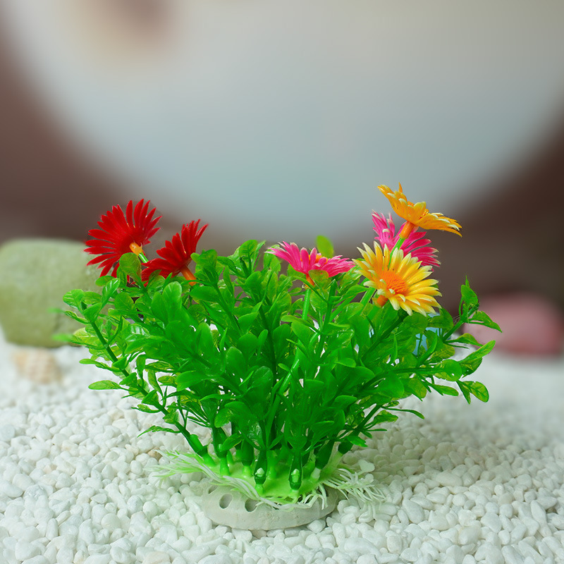 Pecera Simulación Flores Decoración de paisajismo Flores Flores Hierba Plástico Flor Falsa Agua Hierba Acuario Decoración