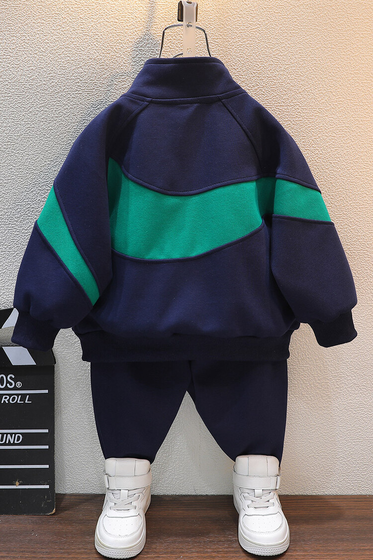 Jungen-Paar 2024 Frühling und Herbst Neues Sport-Reißverschluss-Shirt Zweiteiliges Set für Kinderkleidung_voghion.com