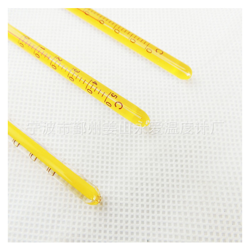 Thermometer Is a Cross-Border Bestseller, Yellow Glass Thermometer with Accurate Display, Multi-Specification Universal Red Ink Stick-Type Temperature Measurement