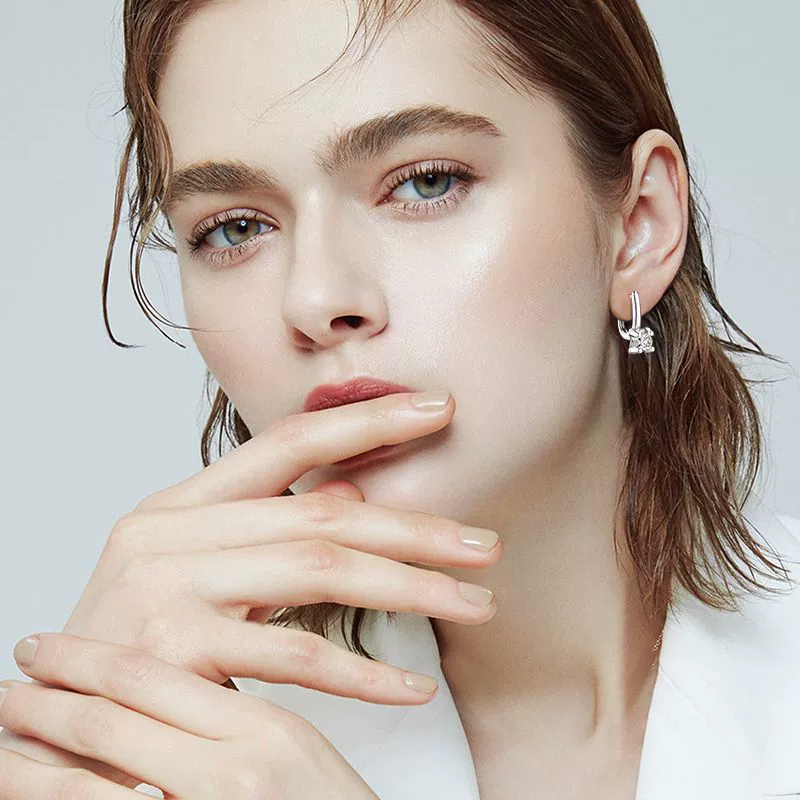 (Cross-border trading), fashionable universal earrings, silver 925 sample, light luxury style