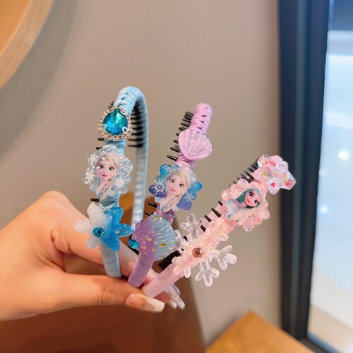 Children's cartoon princess style hair accessories, cartoon girl hair clips, cute Elsa headband hair accessories, side clip set
