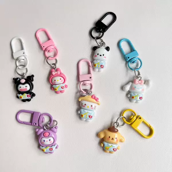 Kindergarten Sanrio Color Buckle Cute Original Bag Pendant Girl Cartoon Keychain Girlfriend Gift Accessories