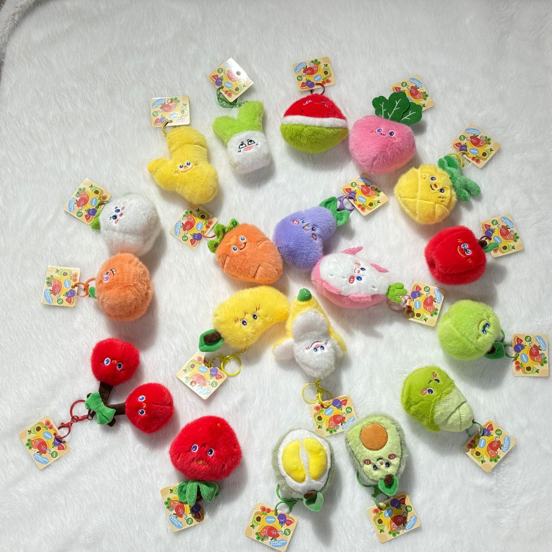 cute fruit plush pendant mango watermelon keychain bag ornaments mini banana vegetable children little doll
