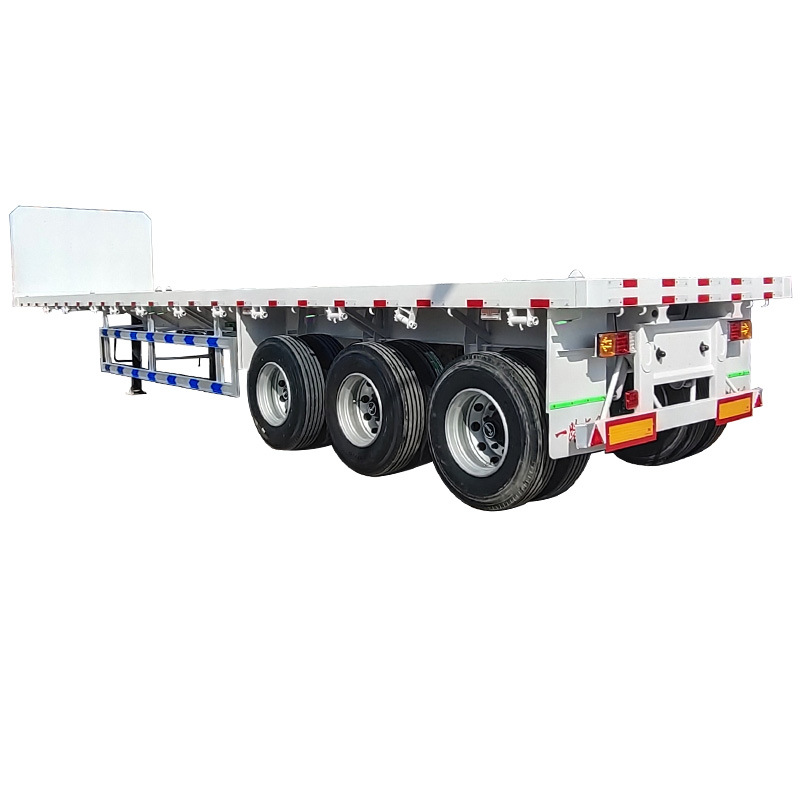 Exportación de semirremolque de transporte de madera plana 3 filas 6 puentes semirremolque plano ligero de 11 metros de camión de transporte de placa plana