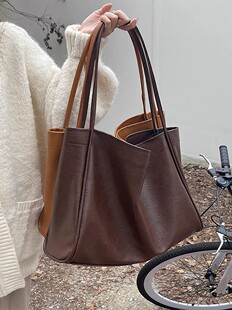 Retro capacious shoulder bag, shopping bag, South Korea
