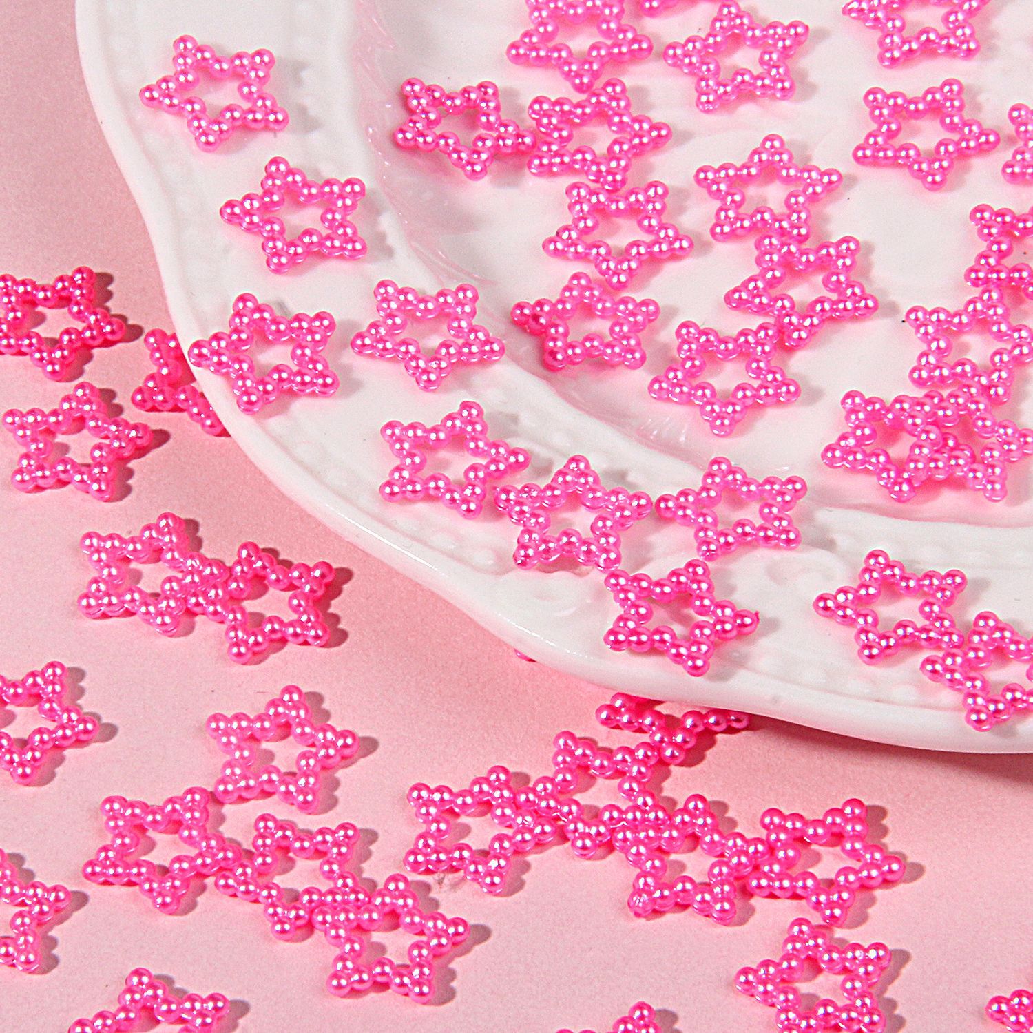 Artificial ABS perla hueco estrella de cinco puntas DIY crema teléfono móvil Shell material tocado accesorios fábrica ventas directas