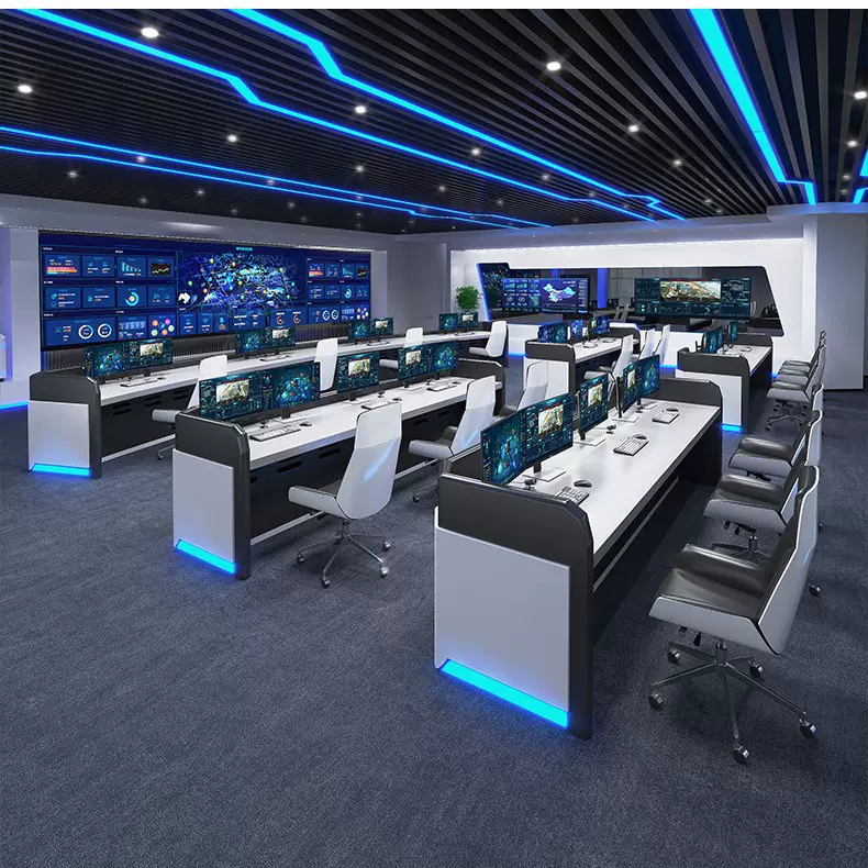 明朗烤漆简约科技感监控室弧形指挥中心操作台调度台监控台控制台