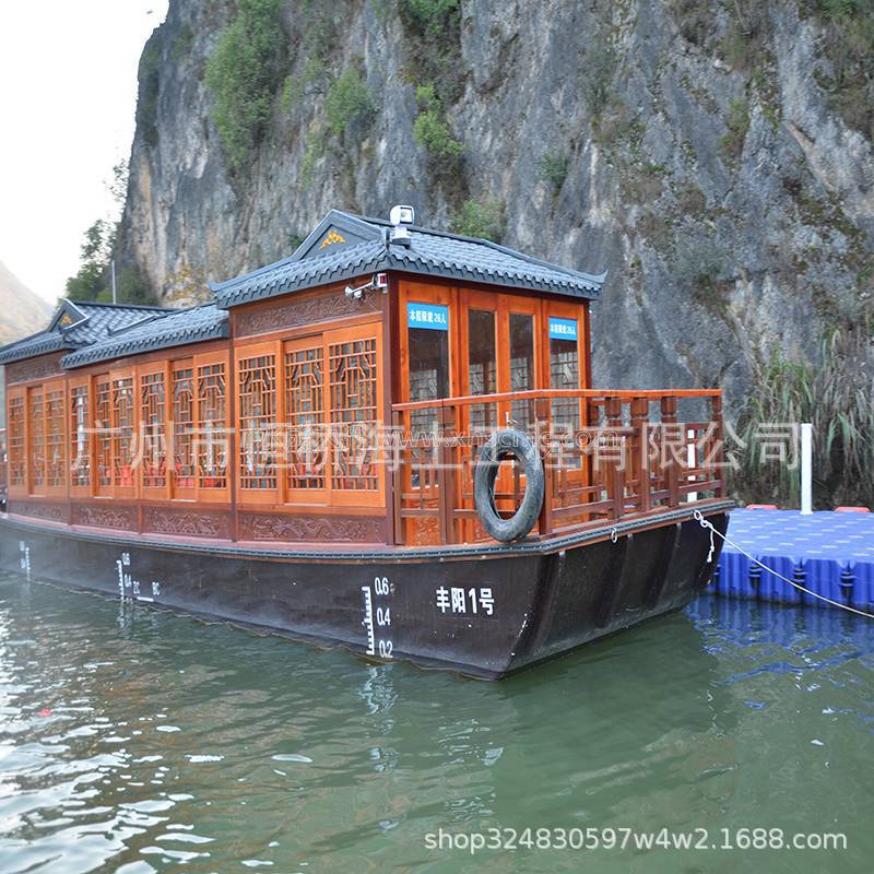 Sightseeing boat painting boat sightseeing dock water wharf boarding platform tourists boarding platform wooden boat