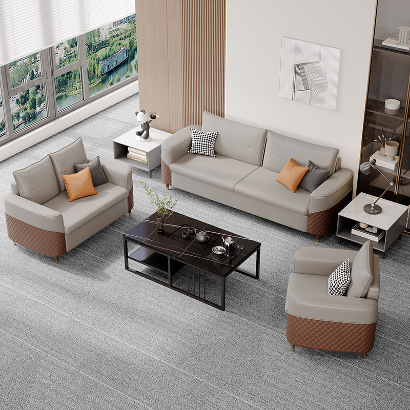 办公沙发商务会议室老板洽谈接待室贵宾休息区三人沙发茶几组合