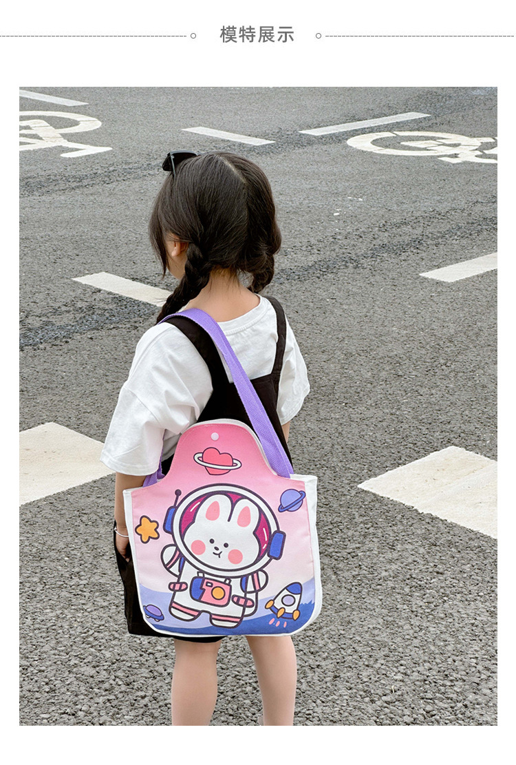 Wholesale cartoon canvas bags, female student tutorial bags, Japanese-style illustration large-capacity single-shoulder bags, cute hand-carry bags Specification drawing