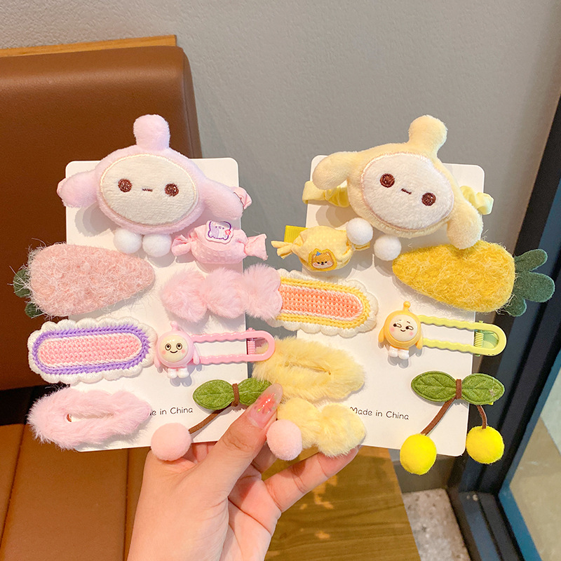 2023 nuevo huevo horquilla de dibujos animados linda chica de alto aspecto horquilla banda de goma tocado tela de Niña Accesorios para el cabello