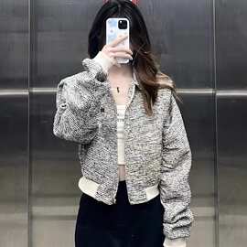 2024春秋新款小香风外套女设计感小众初春气质显瘦短款正肩夹克潮