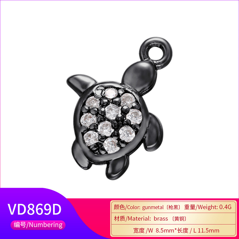 Wholesale Micro Inlaid White Zirconium Mini Turtle Pendant Doublewinwholesale display picture 4