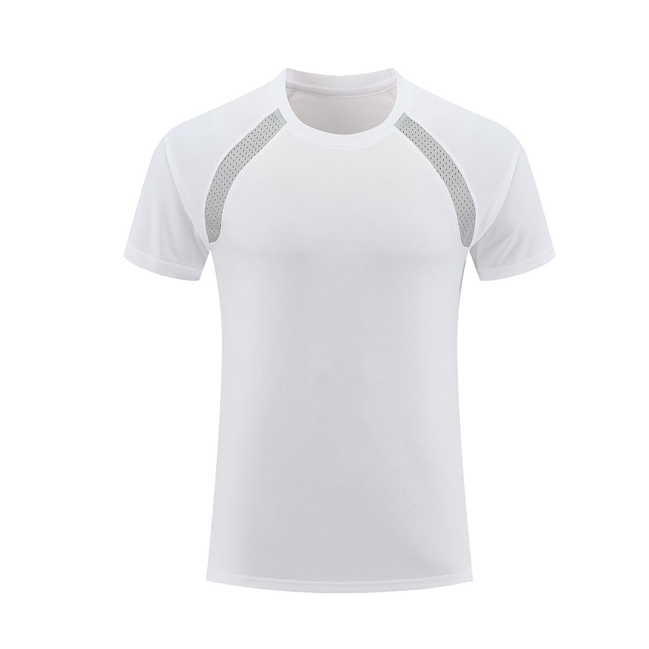 Hombre deportivo ocio mangas cortas T gran agujero de ventilación color combinado ropa de trabajo de secado rápido impresión logotipo camiseta ropa deportiva fitness
