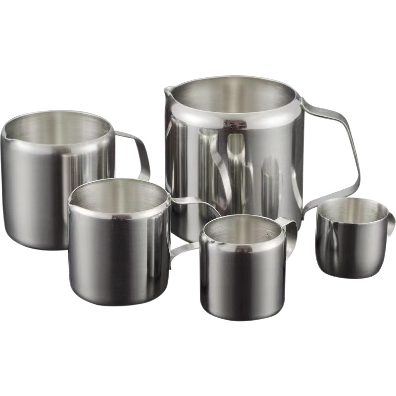 Amazon Straight Milk Cup Coffee Cup Stainless Steel Latte Art Cup Set Syrup Cup Mini Small Milk Cup Ounce Milk Cup