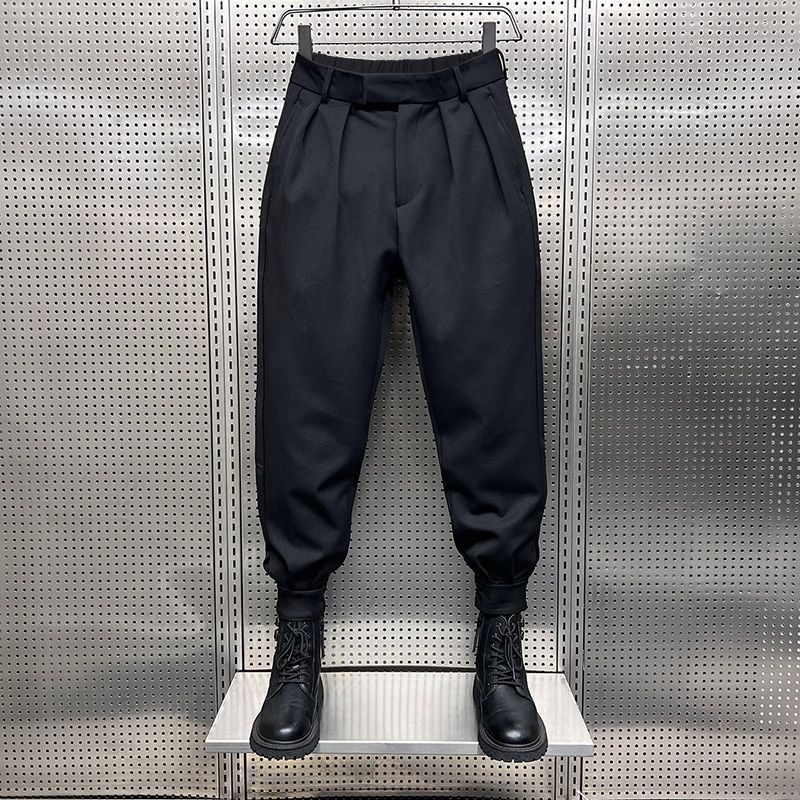 Magic Tape Jogger Pants for Men, Spring and Autumn Style, High-End, Stylish Harem Pants, Cropped, Loose, Drapey, Casual Dress Pants