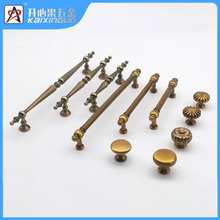 黄古铜色拉手柜门美式复古橱柜把手圆形抽屉单孔中古风衣柜拉手
