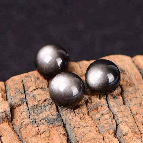 【Certificate Available】Natural Silver Glow Stone Beads DIY Stringing Material Accessories Obsidian Single Necklace Buddha